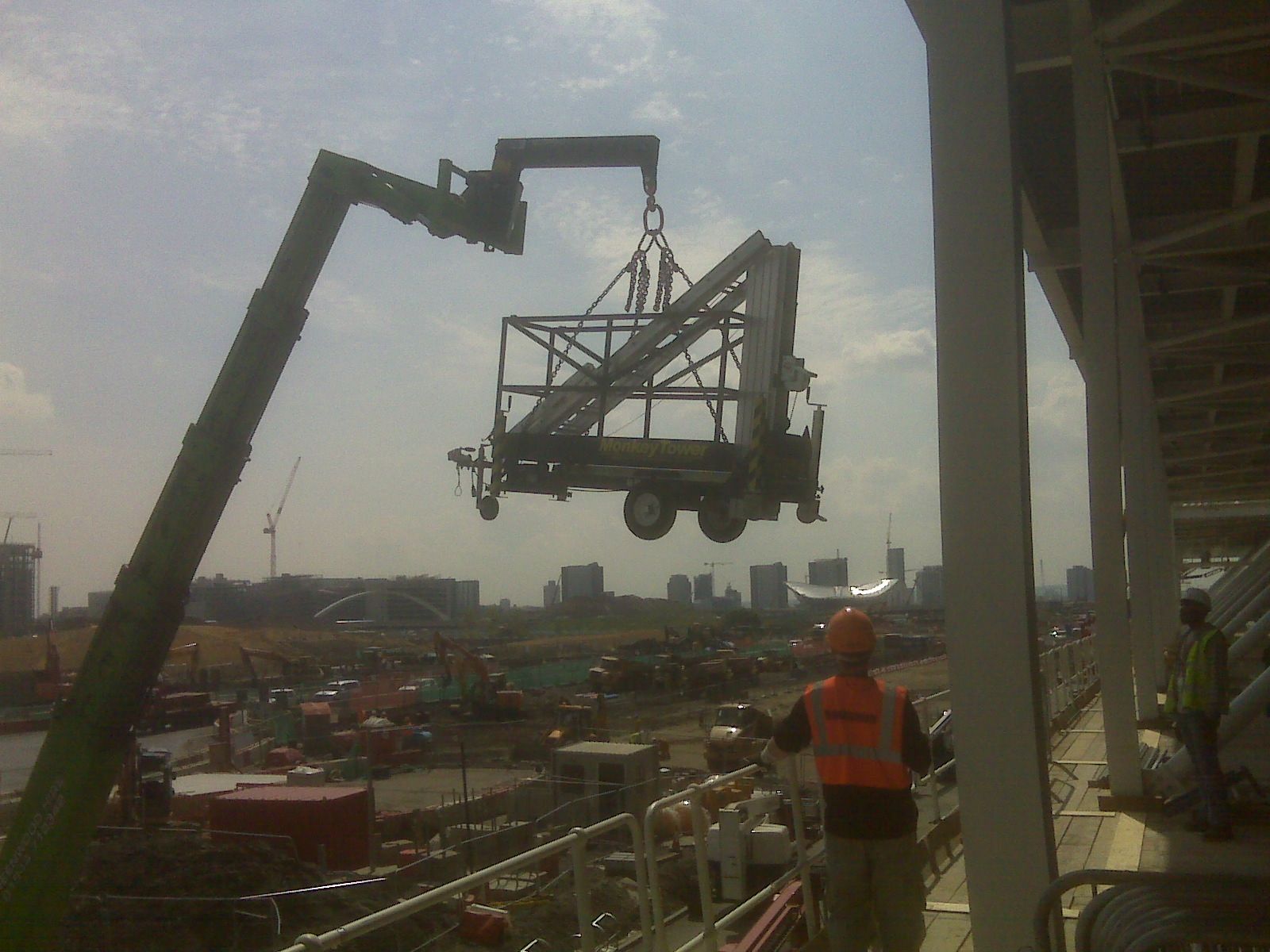 Monkey Tower   being lifted